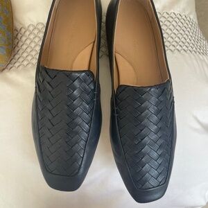 Navy Leather Loafers